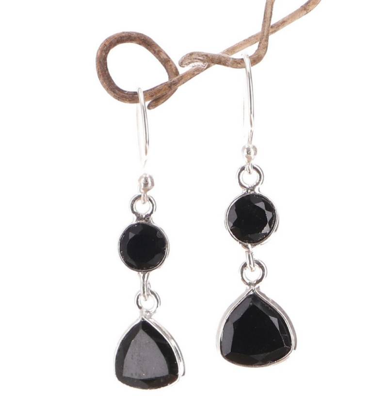 Guru-Shop Paar Ohrhänger Geschliffene Boho Silberohrringe - Onyx von Guru-Shop
