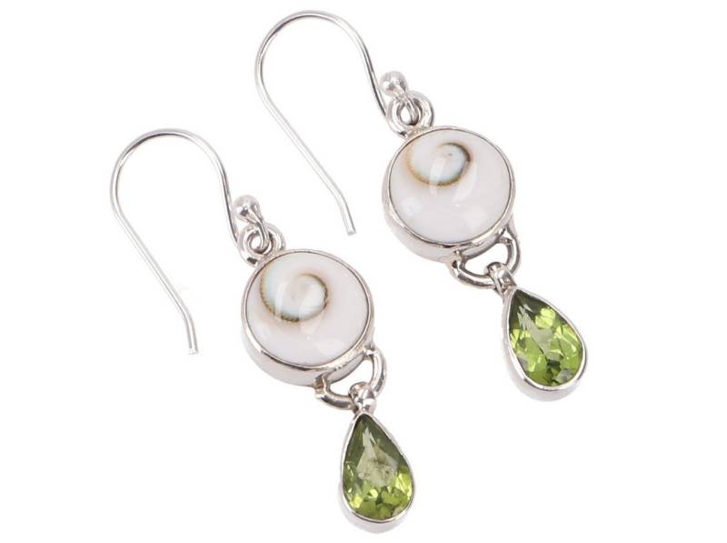 Guru-Shop Paar Ohrhänger Indische Boho Ohrringe Shiva - Peridot von Guru-Shop