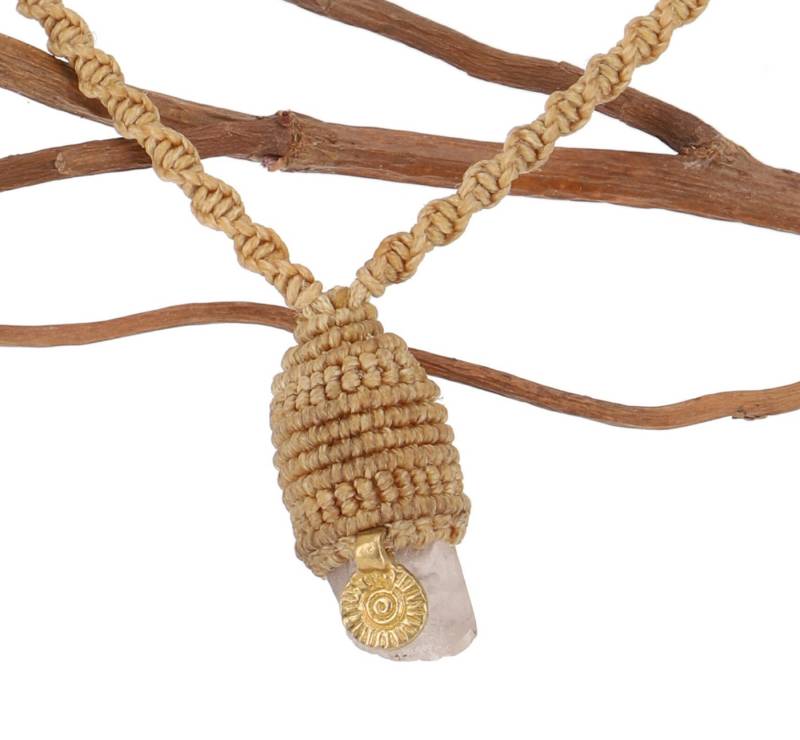 Guru-Shop Perlenkette Boho Makramee Kette, Bergkristall Elfenschmuck.. von Guru-Shop