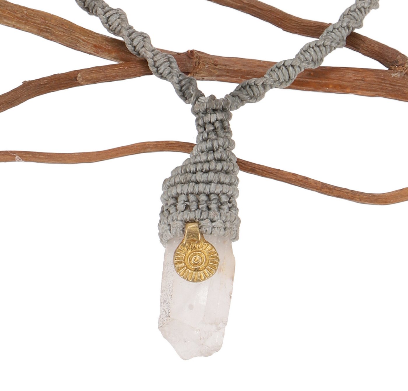 Guru-Shop Perlenkette Boho Makramee Kette, Bergkristall Elfenschmuck.. von Guru-Shop