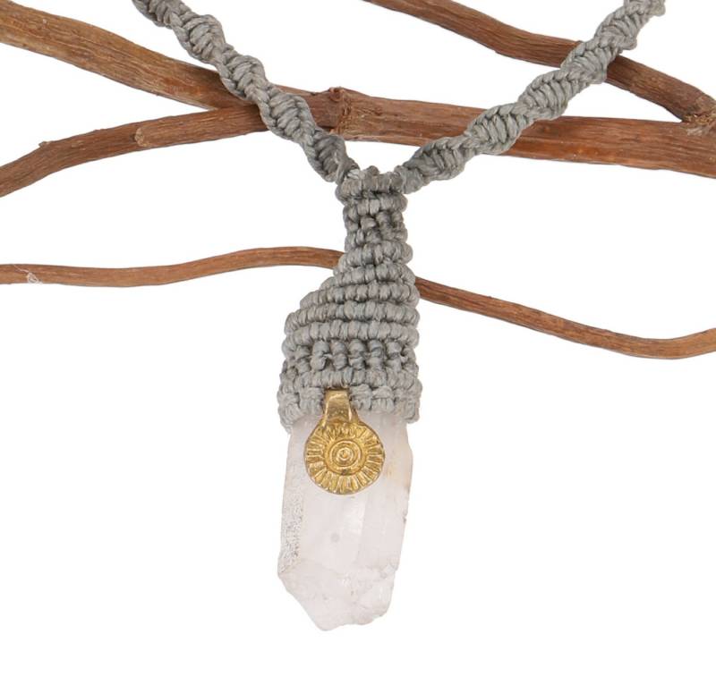 Guru-Shop Perlenkette Boho Makramee Kette, Bergkristall Elfenschmuck.. von Guru-Shop