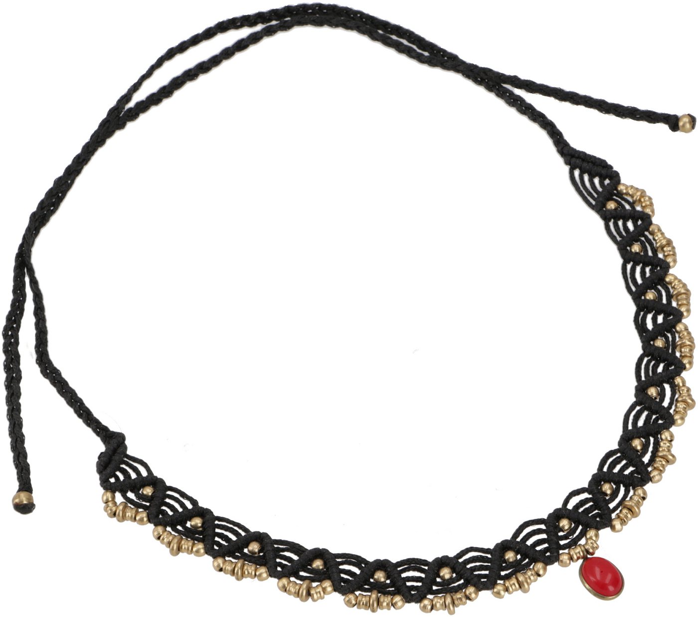 Guru-Shop Perlenkette Makramee Kette Perle, Hippie Boho Kette -.. von Guru-Shop