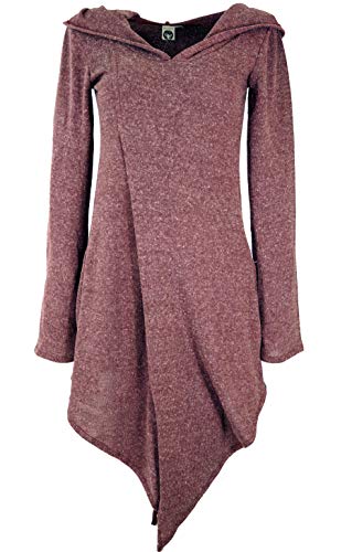 GURU SHOP Pixikleid im Wickellook mit Kapuze, Feinstrick Elfen Pullover, Altrosa, Baumwolle, Size:S/M (36) von GURU SHOP