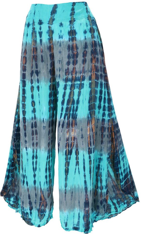 Guru-Shop Relaxhose Boho Batik Hosenrock, weite Sommerhose - türkis Ethno Style, alternative Bekleidung von Guru-Shop
