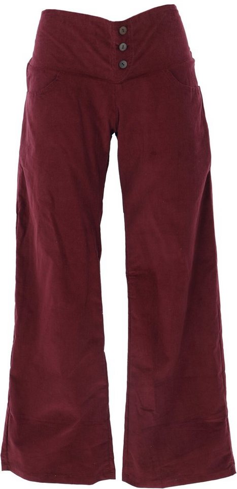 Guru-Shop Relaxhose Cordhose mit leicht ausgestelltem Bein - weinrot Ethno Style, alternative Bekleidung von Guru-Shop