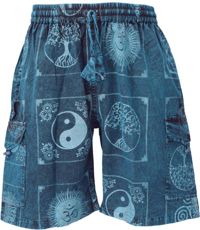 Guru-Shop Relaxhose Ethno Yogashorts, stonewash Shorts aus Nepal -.. Hippie, Ethno Style, alternative Bekleidung von Guru-Shop