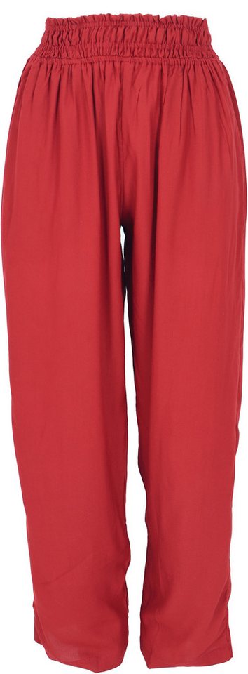 Guru-Shop Relaxhose Luftige Boho Hose, weite Basic Sommerhose - rot alternative Bekleidung, Ethno Style von Guru-Shop