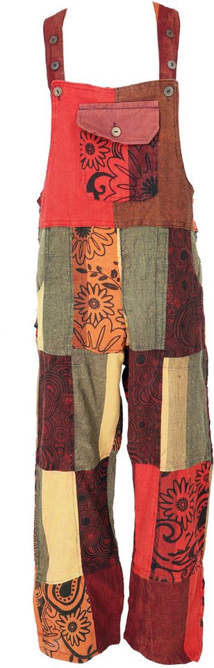 Guru-Shop Relaxhose Patchwork Latzhose, Unisex Boho Overall,.. Ethno Style, alternative Bekleidung von Guru-Shop