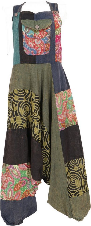 Guru-Shop Relaxhose Unikat Patchwork Boho Latzhose, bunter.. Ethno Style, alternative Bekleidung von Guru-Shop
