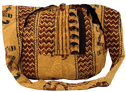 GURU SHOP Sadhu Bag, Umhängetasche, Blockdruck Hippie Schultertasche, Schulterbeutel, Einkaufstasche, Herren/Damen, Braun, Baumwolle, Size:One Size, 35x49x30 cm von GURU SHOP