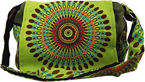 GURU SHOP Schultertasche, Hippie Tasche, Goa Tasche - Grün, Herren/Damen, Baumwolle, Size:One Size, 23x28x12 cm, Alternative Umhängetasche, Handtasche aus Stoff von GURU SHOP