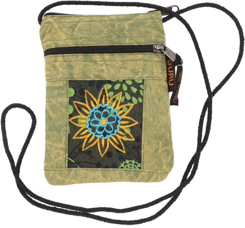 Guru-Shop Schultertasche Boho Brustbeutel, Passporttasche - grün von Guru-Shop
