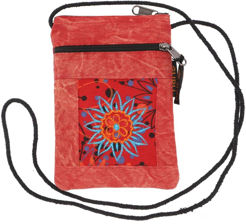 Guru-Shop Schultertasche Boho Brustbeutel, Passporttasche - rot von Guru-Shop