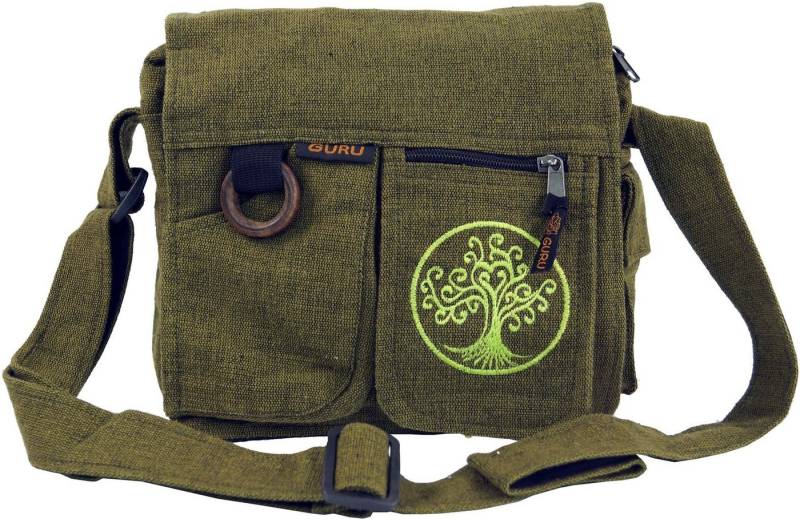 Guru-Shop Schultertasche Ethno Schultertasche `Tree of life` - olive von Guru-Shop