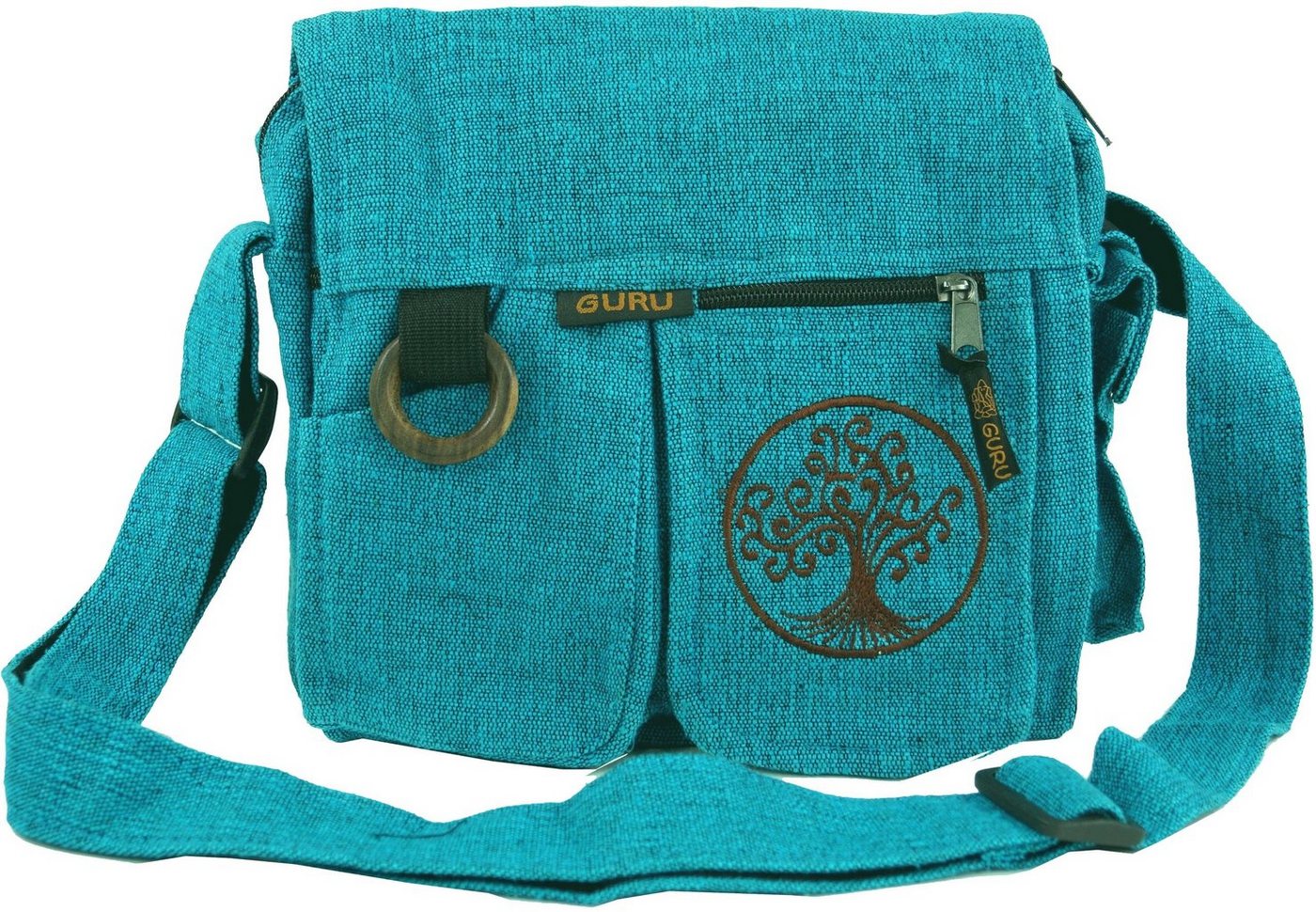 Guru-Shop Schultertasche Ethno Schultertasche `Tree of life` - türkis von Guru-Shop