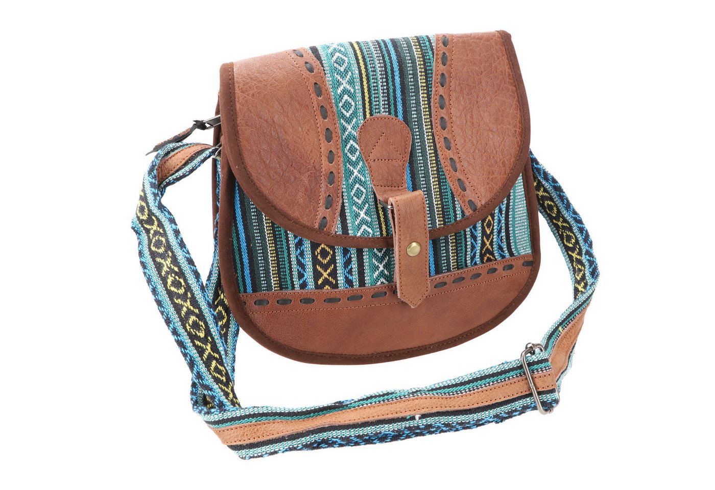 Guru-Shop Schultertasche Ethno Schultertasche mit Leder, große.. von Guru-Shop