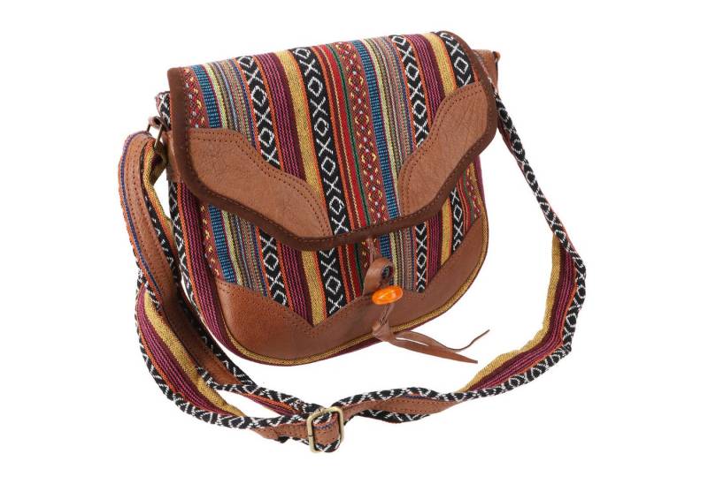 Guru-Shop Schultertasche Ethno Schultertasche mit Leder, große.. von Guru-Shop
