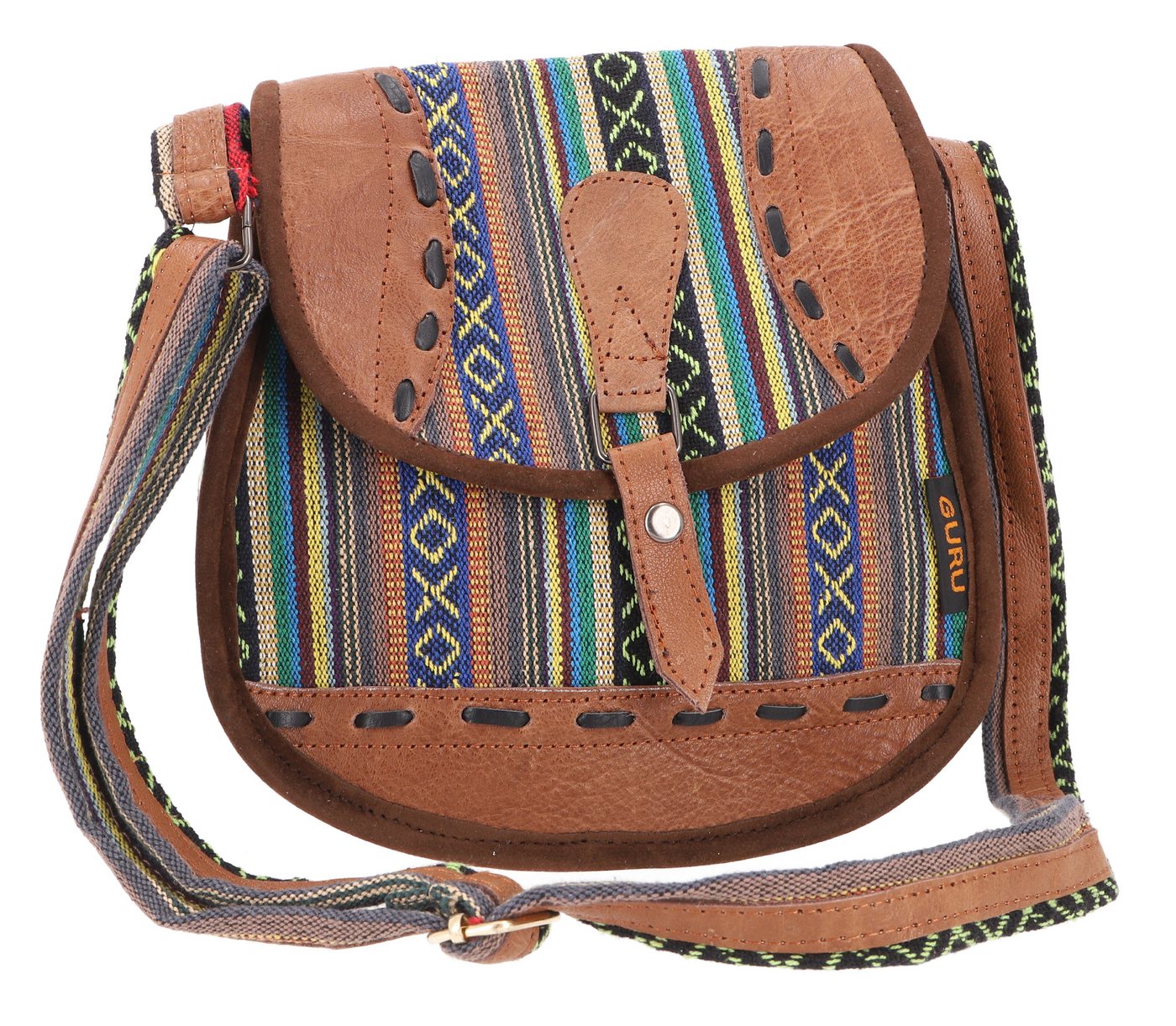 Guru-Shop Schultertasche Ethno Schultertasche mit Leder, große.. Guru-Shop Schultertasche Ethno Schultertasche mit Leder, große.. von Guru-Shop