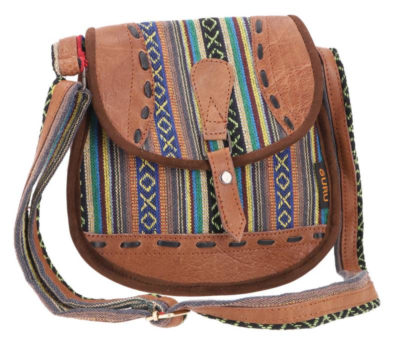 Guru-Shop Schultertasche Ethno Schultertasche mit Leder, große.. von Guru-Shop