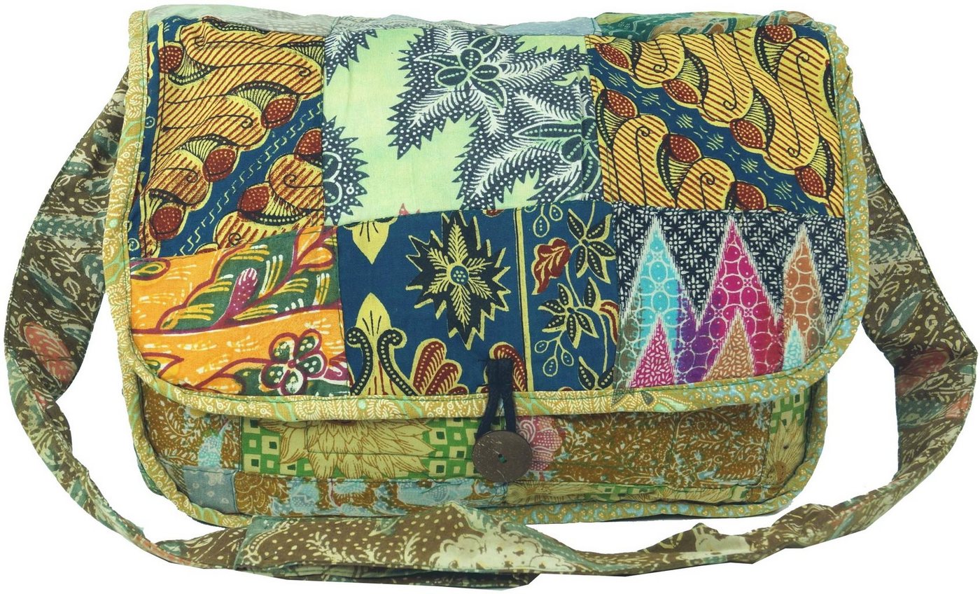 Guru-Shop Schultertasche Hippie Tasche, Patchwork, Schultertasche - grün von Guru-Shop