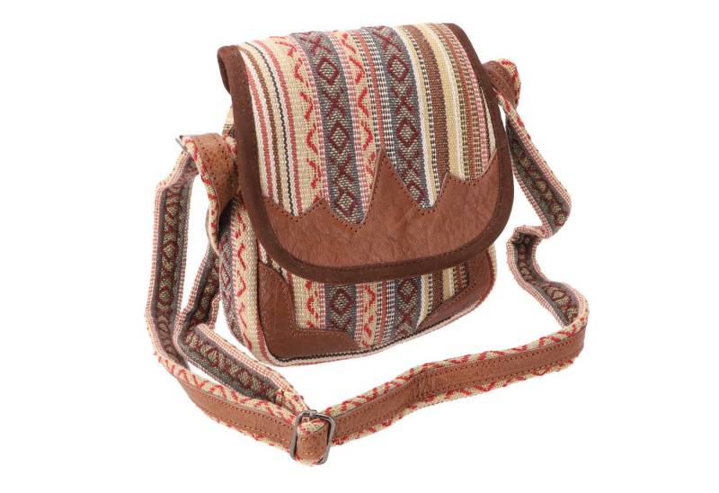 Guru-Shop Schultertasche Kleine Ethno Schultertasche mit Leder,.. von Guru-Shop