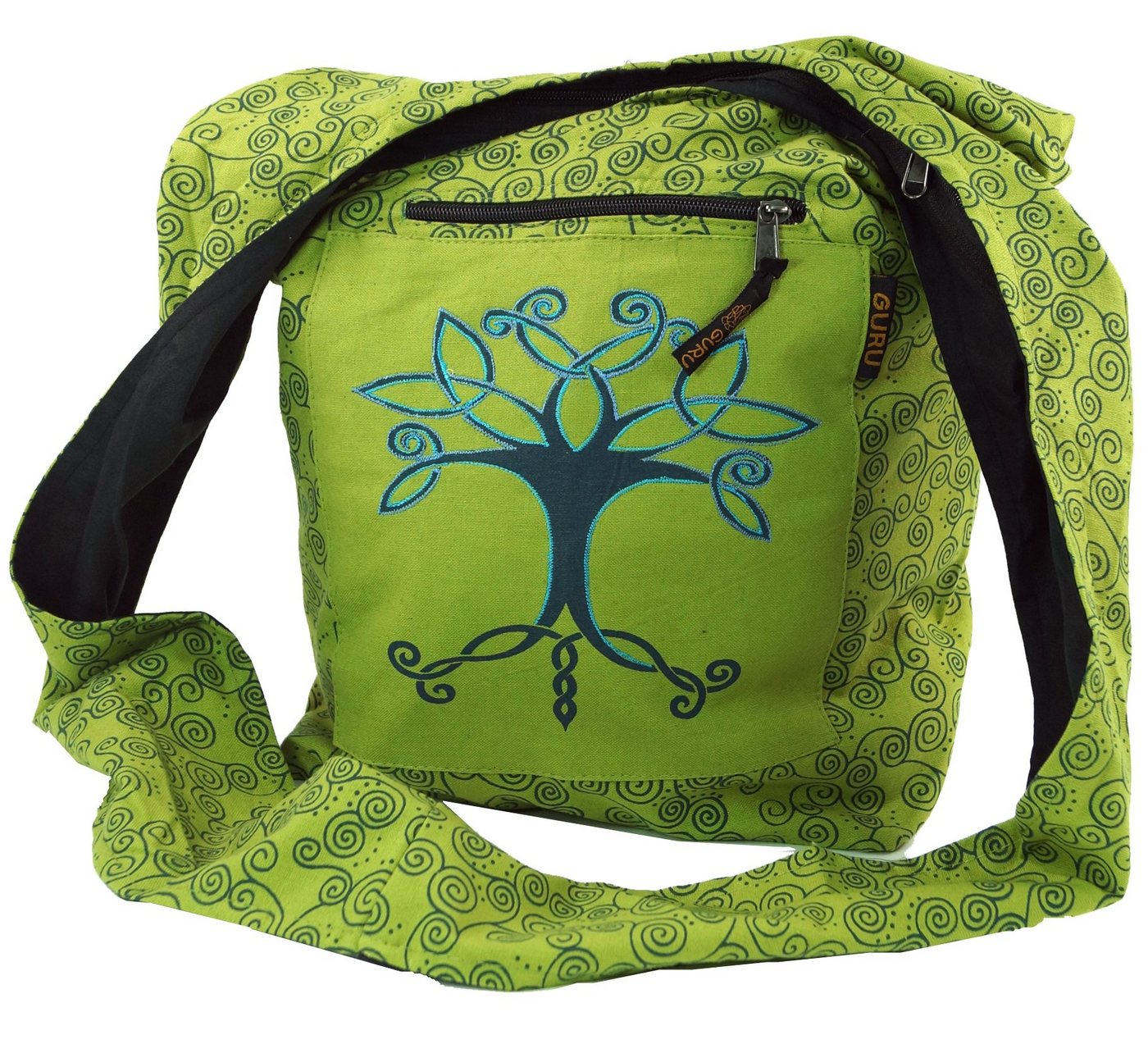 Guru-Shop Schultertasche Sadhu Bag, Shopper, Schulterbeutel - lemongrün von Guru-Shop