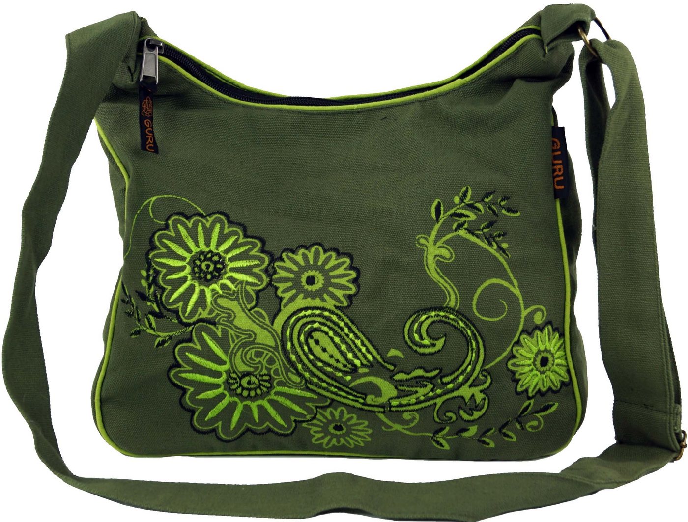 Guru-Shop Schultertasche Schultertasche, Hippie Tasche, Goa Tasche - grün von Guru-Shop