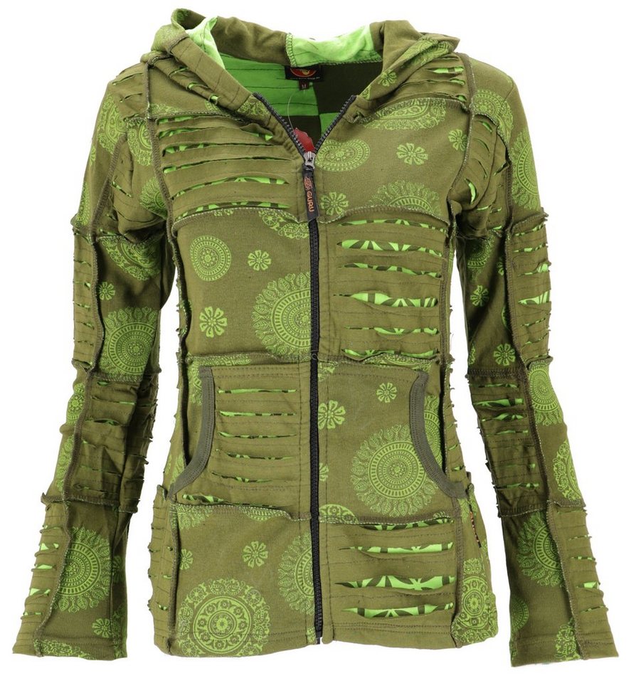 Guru-Shop Langjacke Goa Patchwork Jacke, Boho Kapuzenjacke -.. alternative Bekleidung Guru-Shop Langjacke Goa Patchwork Jacke, Boho Kapuzenjacke -.. alternative Bekleidung von Guru-Shop