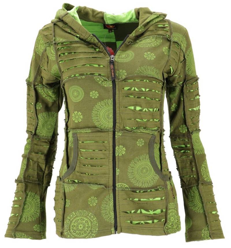 Guru-Shop Langjacke Goa Patchwork Jacke, Boho Kapuzenjacke -.. alternative Bekleidung von Guru-Shop