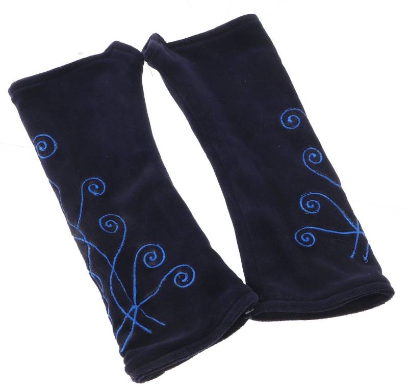 Guru-Shop Strickhandschuhe Bestickte Handstulpen aus Samt, Wendestulpen -.. von Guru-Shop