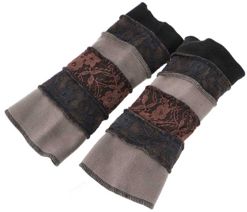 Guru-Shop Strickhandschuhe Elfen Handstulpen, Boho Pulswärmer - schwarz/grau von Guru-Shop