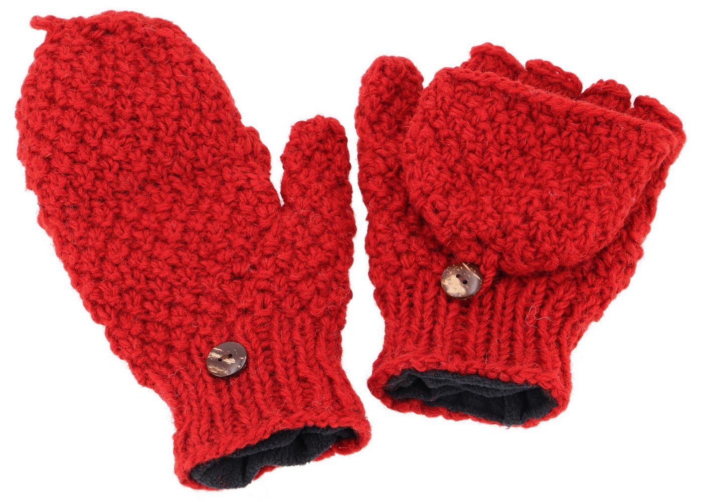 Guru-Shop Strickhandschuhe Handgestrickte Klapphandschuhe,.. von Guru-Shop