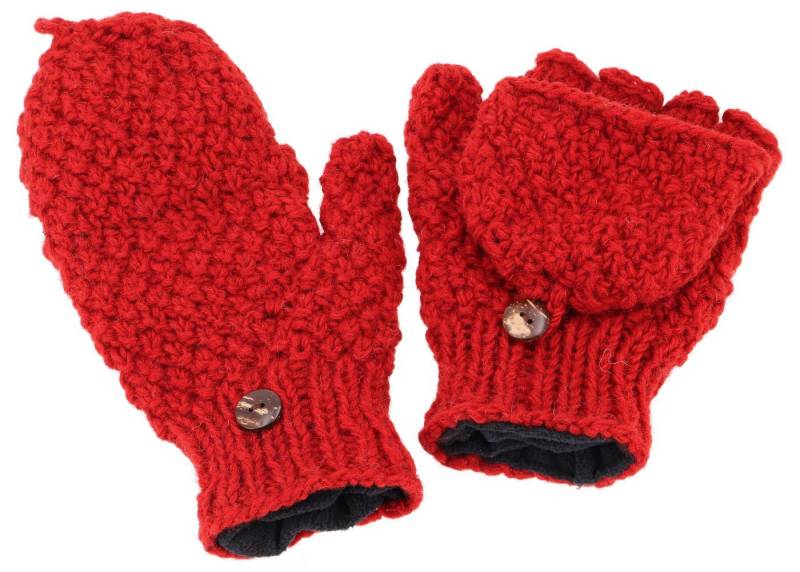 Guru-Shop Strickhandschuhe Handgestrickte Klapphandschuhe,.. von Guru-Shop