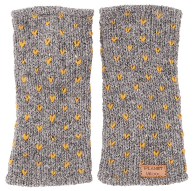 Guru-Shop Strickhandschuhe Handstulpen, handgestrickte Wollstulpen mit.. von Guru-Shop