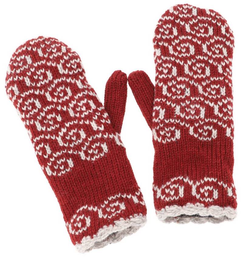 Guru-Shop Strickhandschuhe Wollhandschuhe mit Jaquardmuster, Boho.. von Guru-Shop