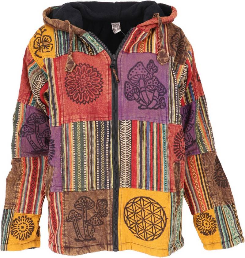 Guru-Shop Strickjacke Goa Jacke, Patchwork Sweatshirt Jacke -.. Hippie, Ethno Style, alternative Bekleidung von Guru-Shop