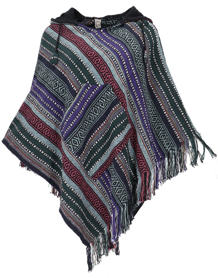 Guru-Shop Strickjacke Poncho Hippie chic, Andenponcho mit Fransen -.. alternative Bekleidung von Guru-Shop