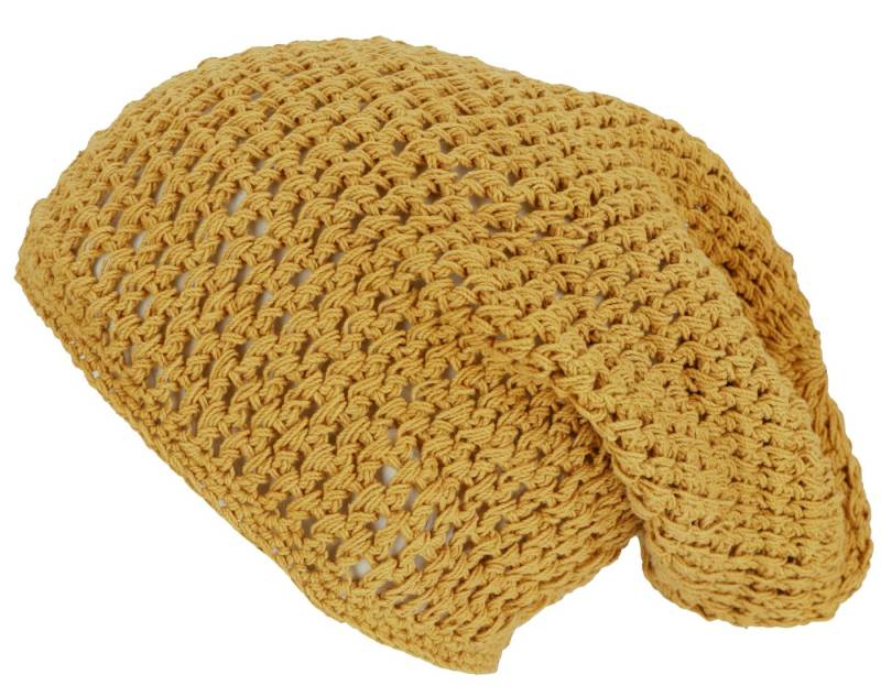 Guru-Shop Strickmütze Beanie, Baumwoll-Häkelmütze - senfgelb von Guru-Shop