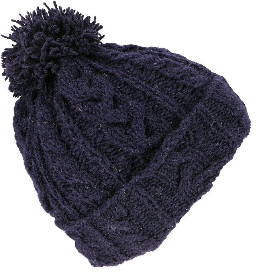 Guru-Shop Strickmütze Beanie Mütze, Bommelmütze aus Nepal - dunkelblau von Guru-Shop