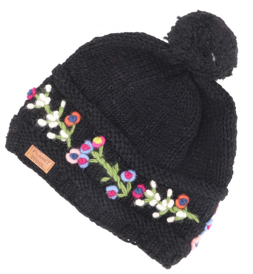 Guru-Shop Strickmütze Bestickte Bommelmütze, Strickmütze aus.. von Guru-Shop