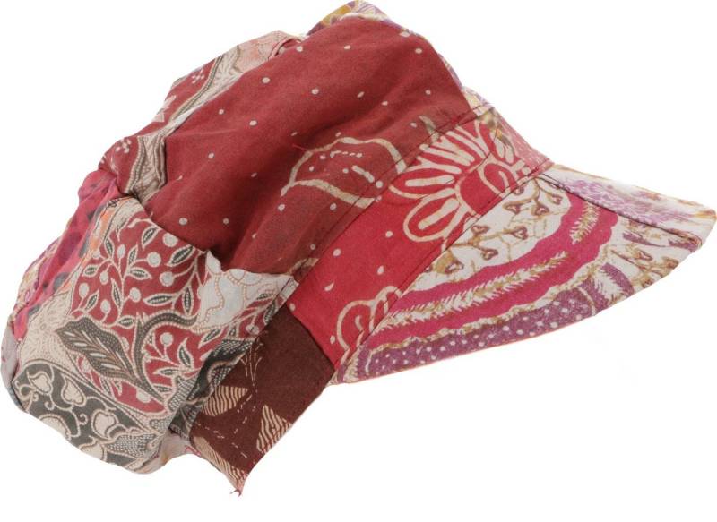 Guru-Shop Strickmütze Patchwork Boho Kappe, Ballon Mütze - rot von Guru-Shop