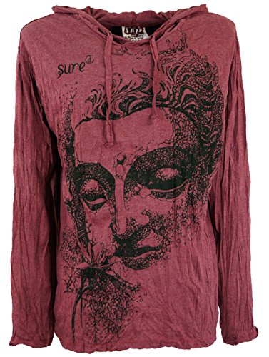 GURU SHOP Sure Langarmshirt, Kapuzenshirt Dreaming, Bordeaux, Baumwolle, Size:M von GURU SHOP