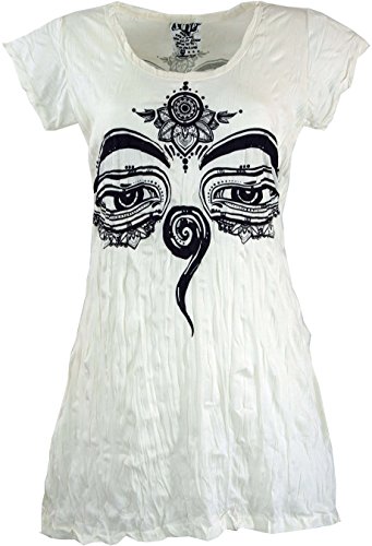 GURU SHOP Sure Long Shirt, Minikleid s Augen, Weiß, Baumwolle, Size:M (38) von GURU SHOP