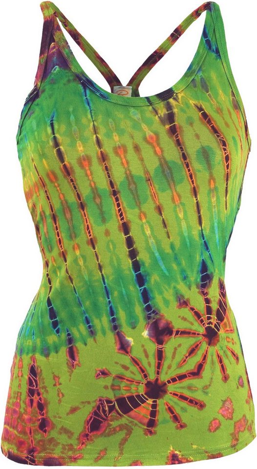 Guru-Shop T-Shirt Batik Hippie Top, Tank Top - grün Festival, Ethno Style, Hippie, alternative Bekleidung von Guru-Shop