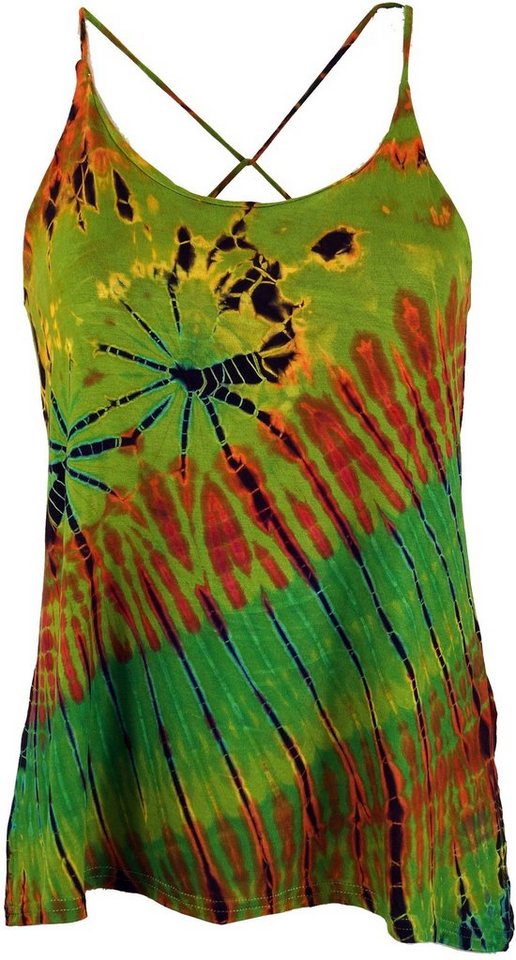 Guru-Shop T-Shirt Batik Hippie Top - grün Festival, Ethno Style, Hippie, alternative Bekleidung von Guru-Shop