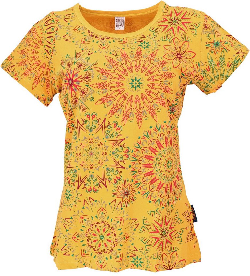 Guru-Shop T-Shirt Boho T-Shirt mit Mandaladruck, bedrucktes.. Festival, Ethno Style, alternative Bekleidung von Guru-Shop