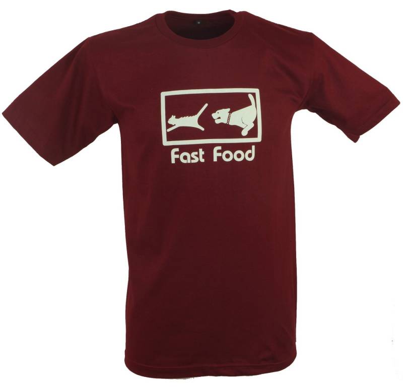 Guru-Shop T-Shirt Fun Retro Art T-Shirt `Fast Food` - rot alternative Bekleidung von Guru-Shop