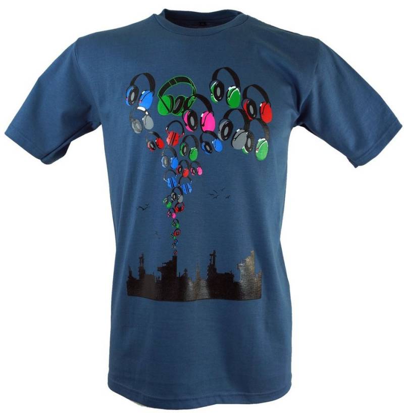 Guru-Shop T-Shirt Fun Retro Art T-Shirt - Music City alternative Bekleidung von Guru-Shop