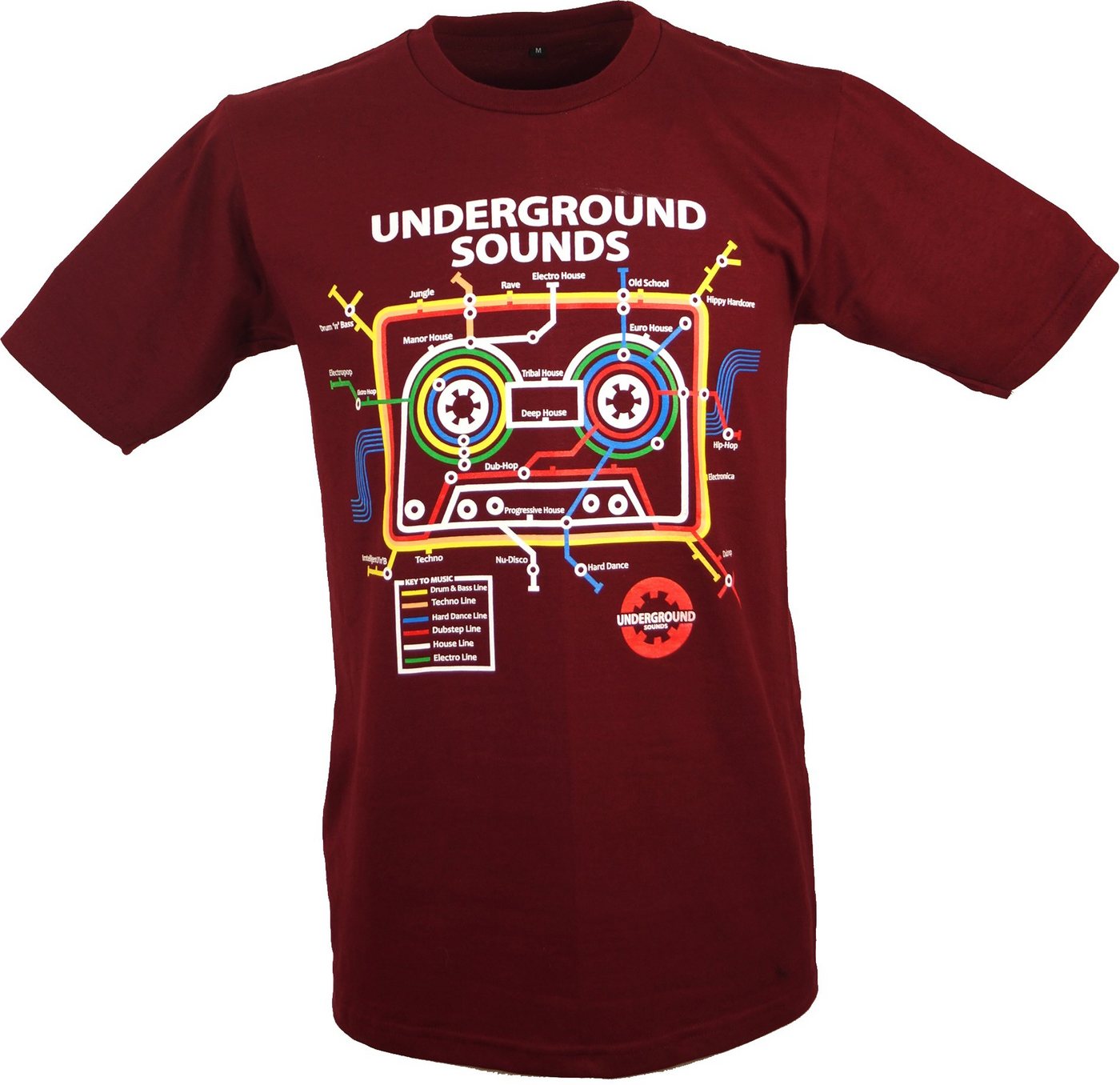 Guru-Shop T-Shirt Fun Retro Art T-Shirt `Underground Sound` - rot alternative Bekleidung von Guru-Shop