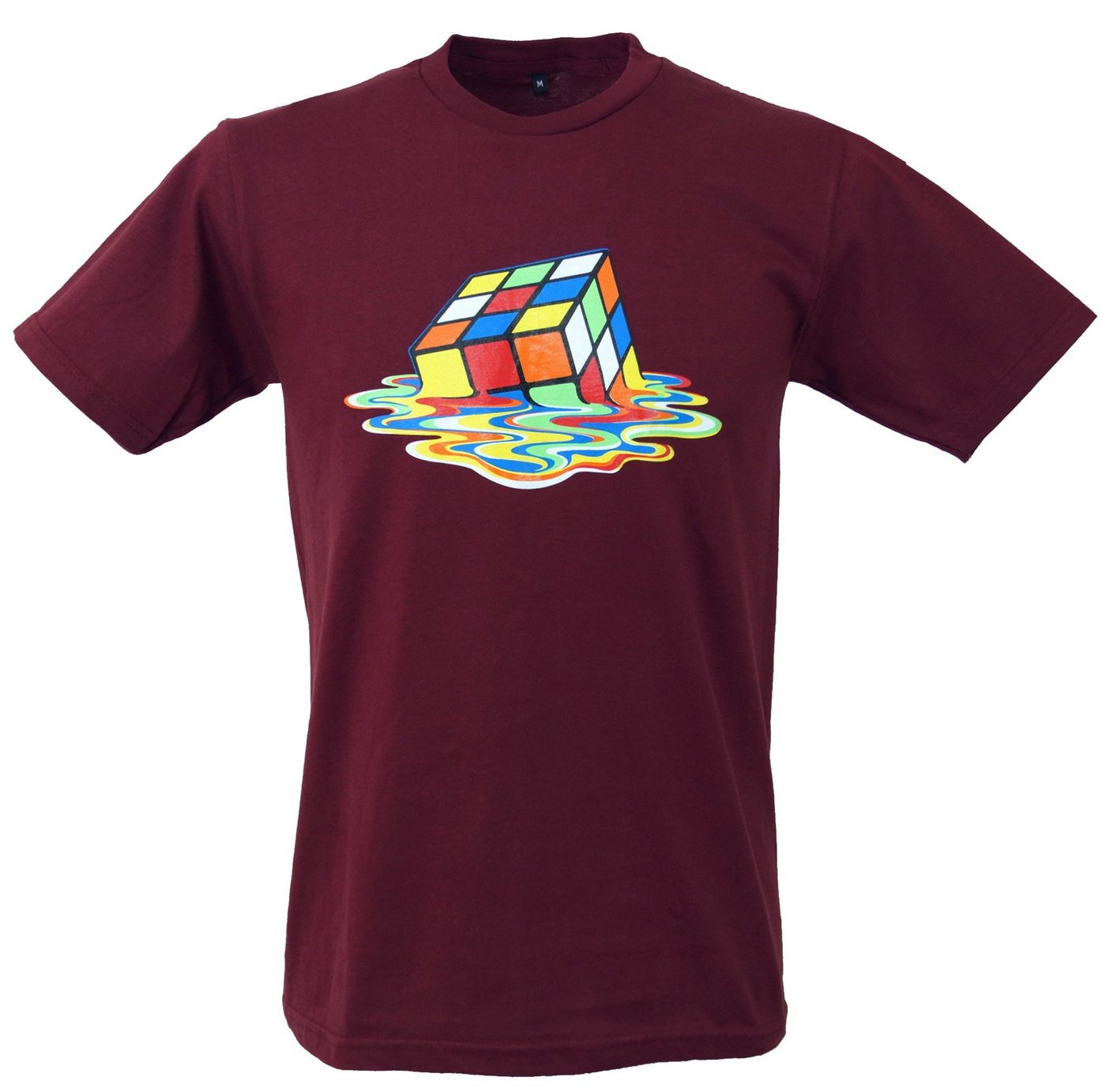Guru-Shop T-Shirt Fun Retro Art T-Shirt `Zauberwürfel` - bordeaux alternative Bekleidung von Guru-Shop